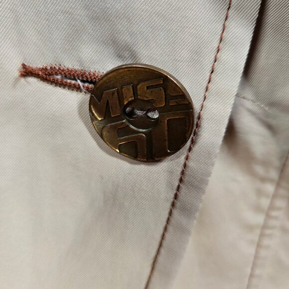 Y2K Miss Sixty Beige Trench Coat Size M Belted mid Length Jacket Double Breasted - Picture 3 of 12